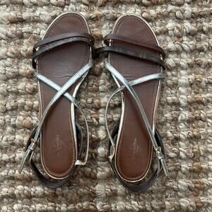 Louis Vuitton Sandals 41/US11 Brown Gold Monogram Strappy READ Repair Project